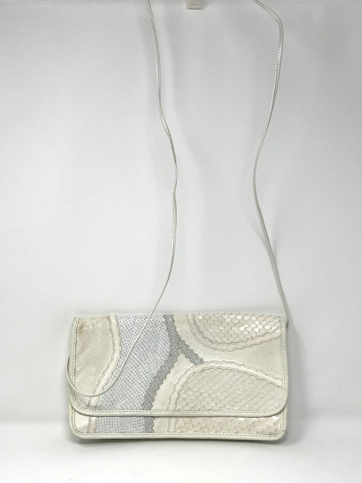 Vintage Carlos Falchi Cream & Gray Snakeskin Purse