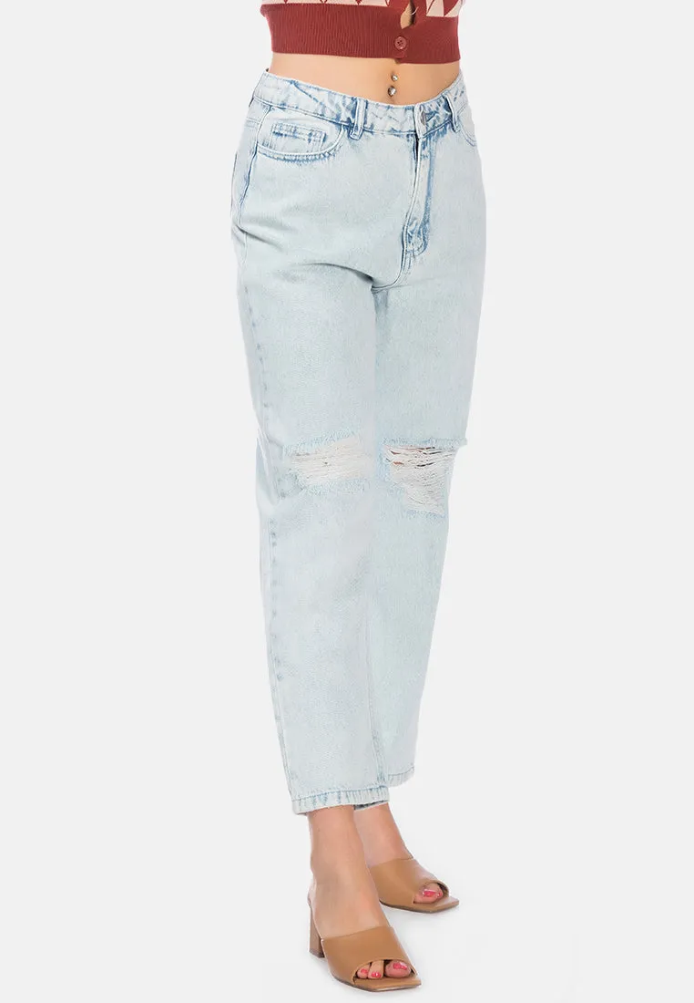 Wide Fit Washed Ripped Jeans Pants