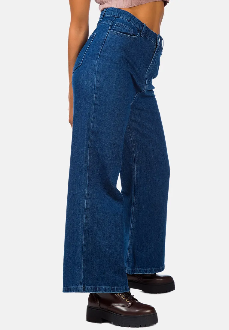 Wide Leg Washed Jeans Pants