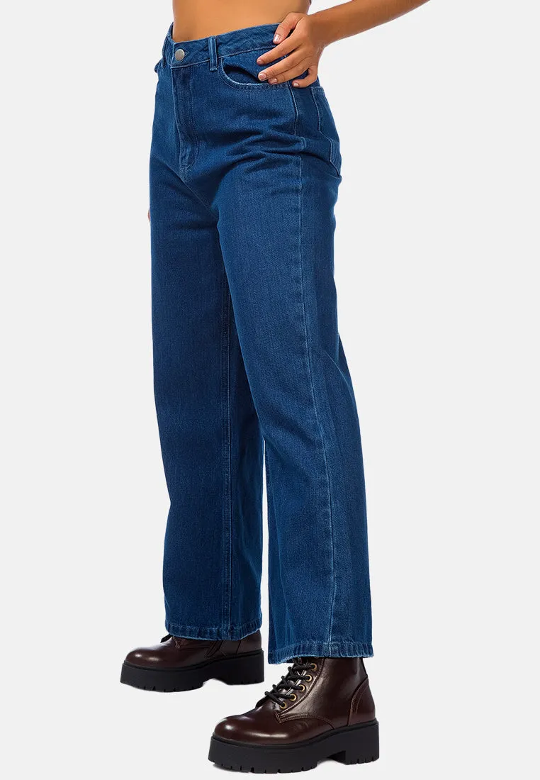 Wide Leg Washed Jeans Pants