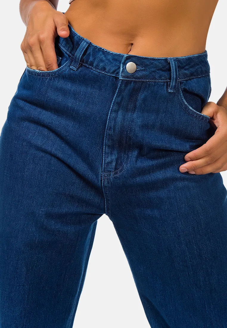 Wide Leg Washed Jeans Pants