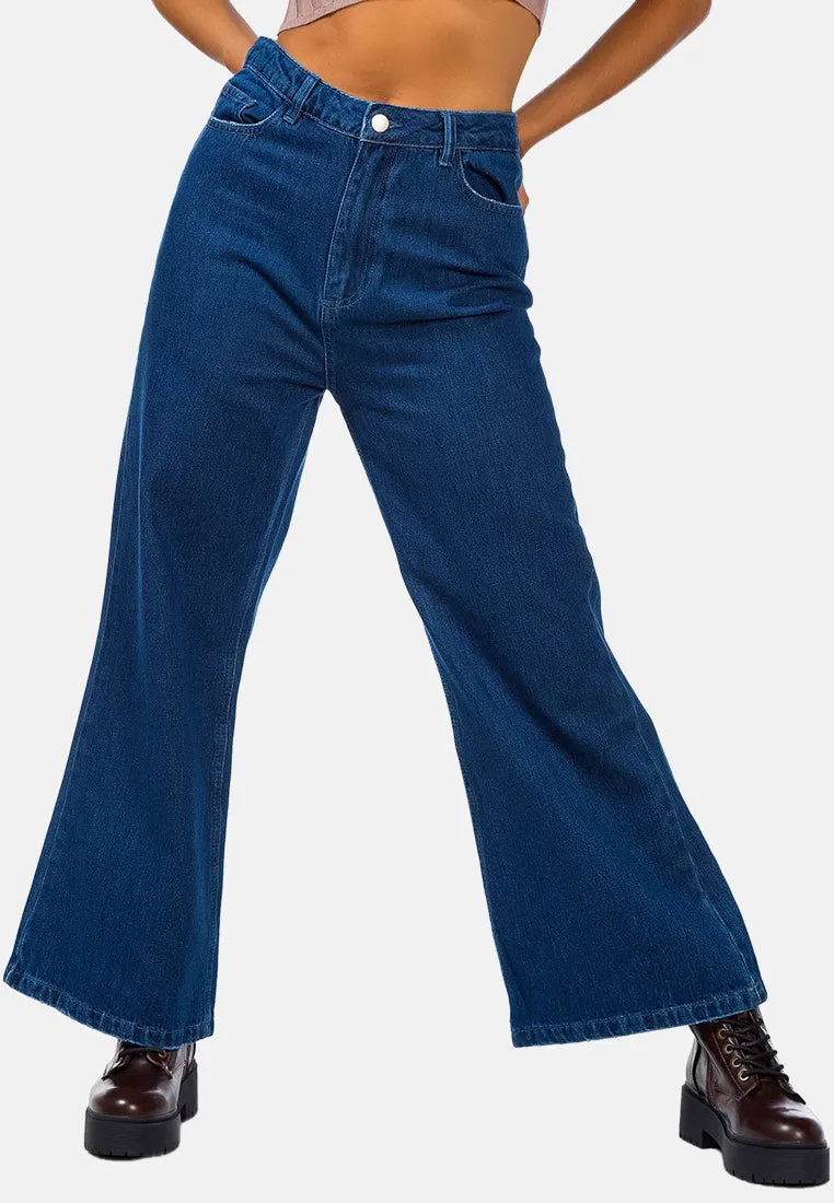 Wide Leg Washed Jeans Pants