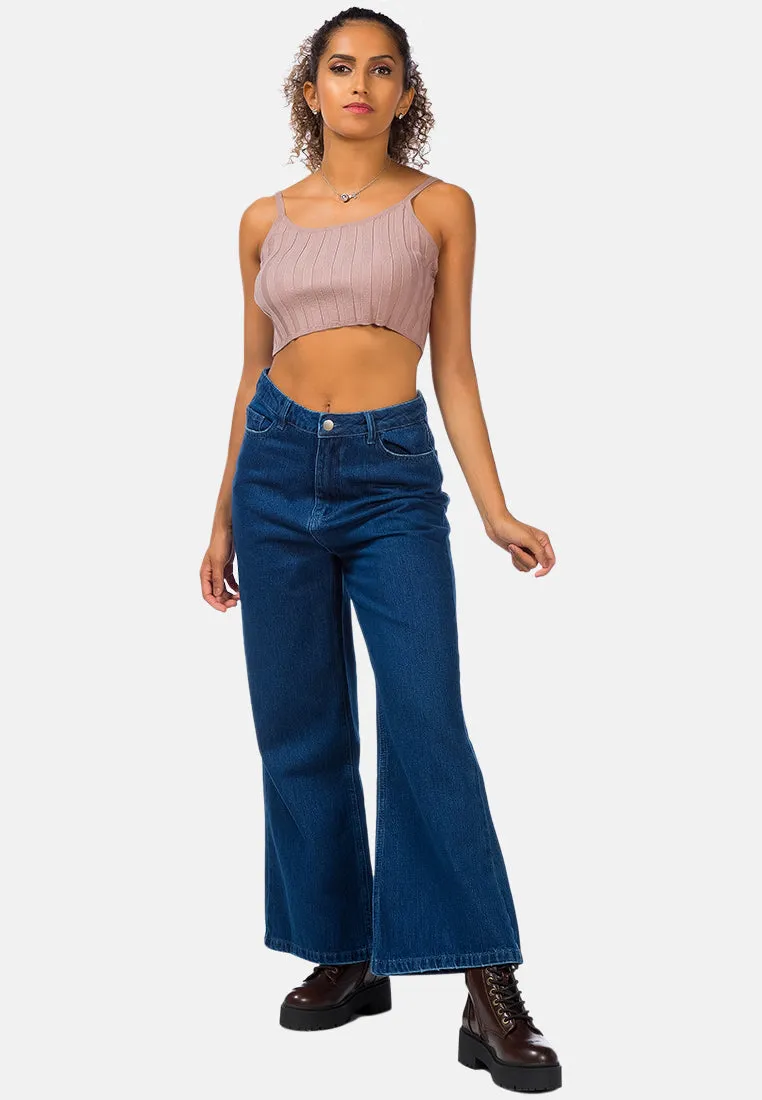 Wide Leg Washed Jeans Pants