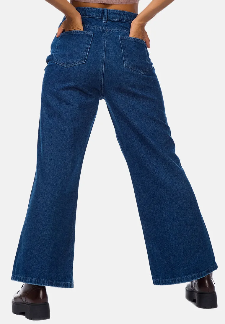 Wide Leg Washed Jeans Pants