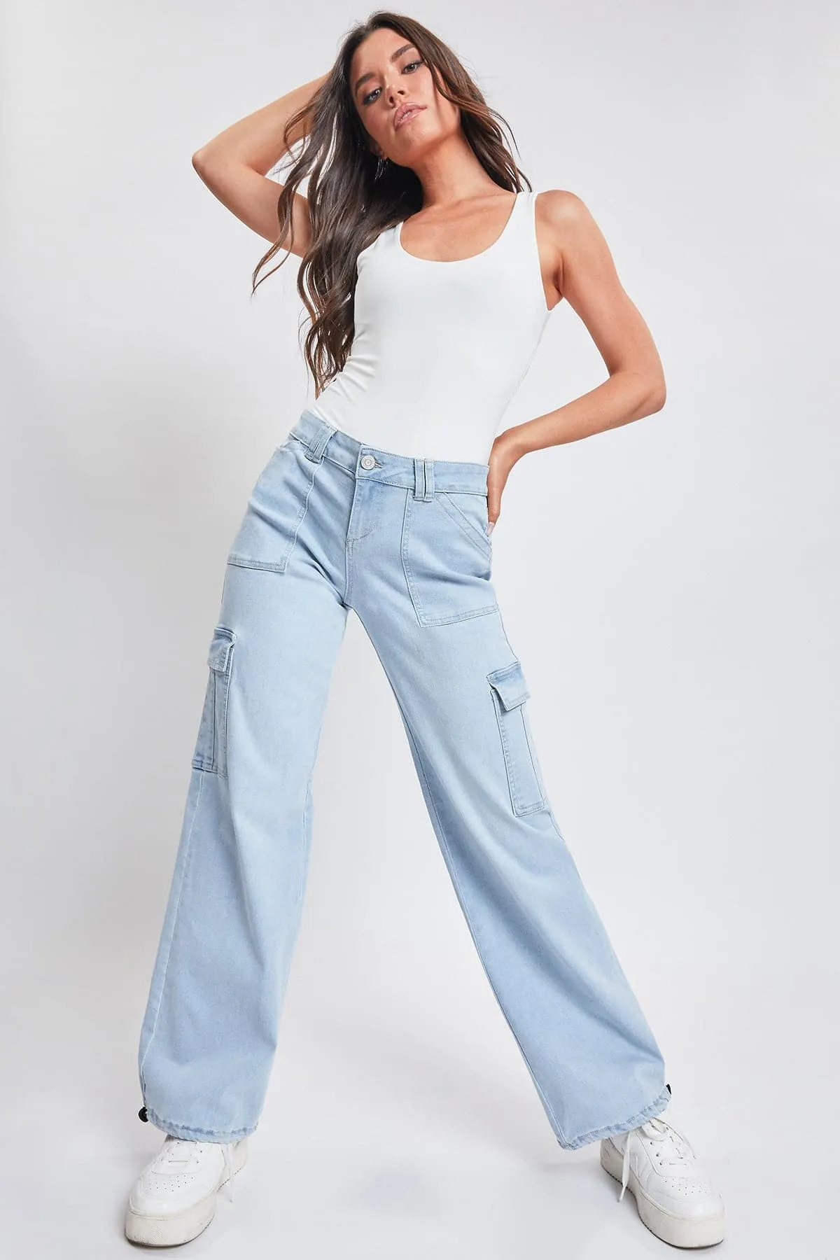 Women's Cargo Jeans with Bungee Hem