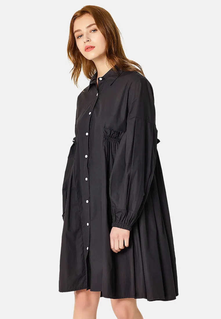 women's pleated shirt dress