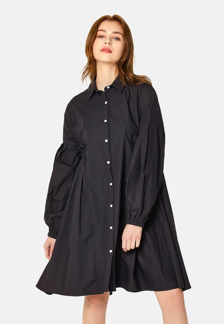 women's pleated shirt dress