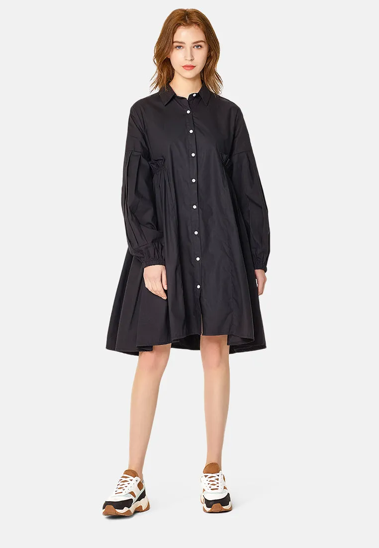 women's pleated shirt dress