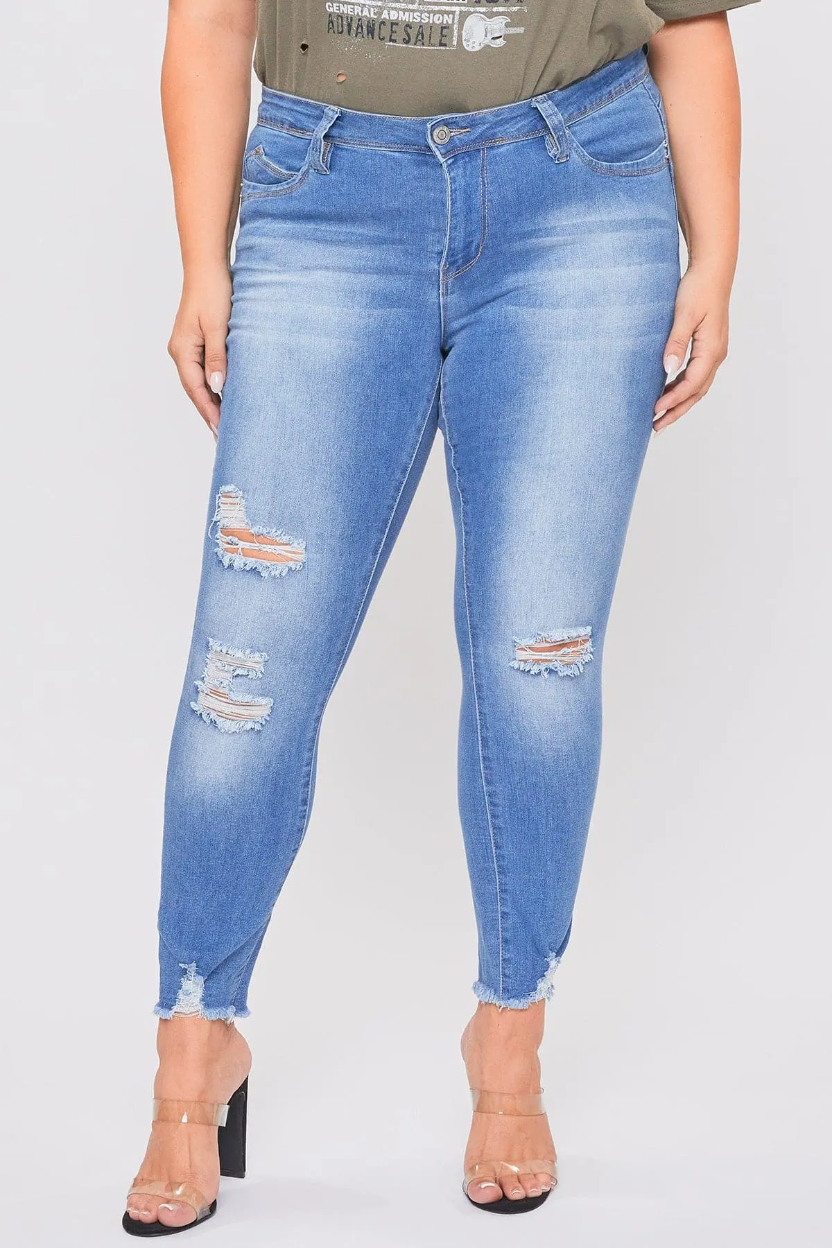 Women's Plus WannaBettaButt Distressed Denim Ankle Jeans-Sale