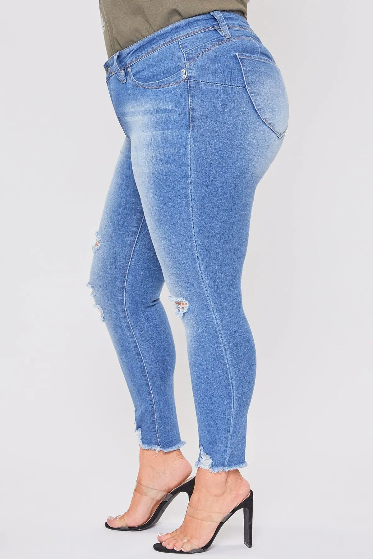 Women's Plus WannaBettaButt Distressed Denim Ankle Jeans-Sale