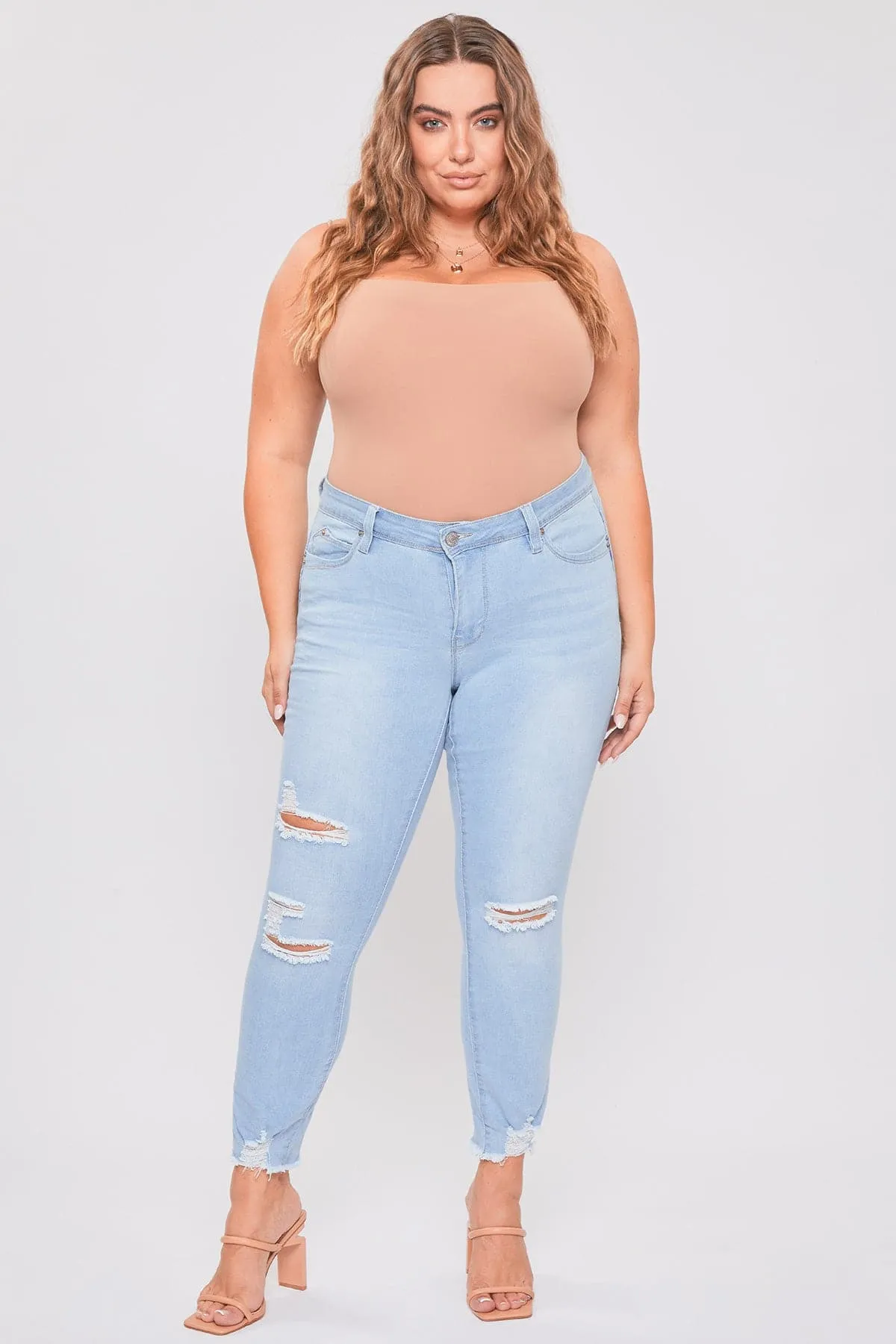 Women's Plus WannaBettaButt Distressed Denim Ankle Jeans-Sale