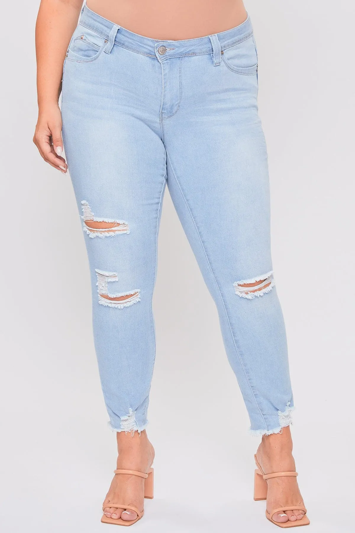 Women's Plus WannaBettaButt Distressed Denim Ankle Jeans-Sale