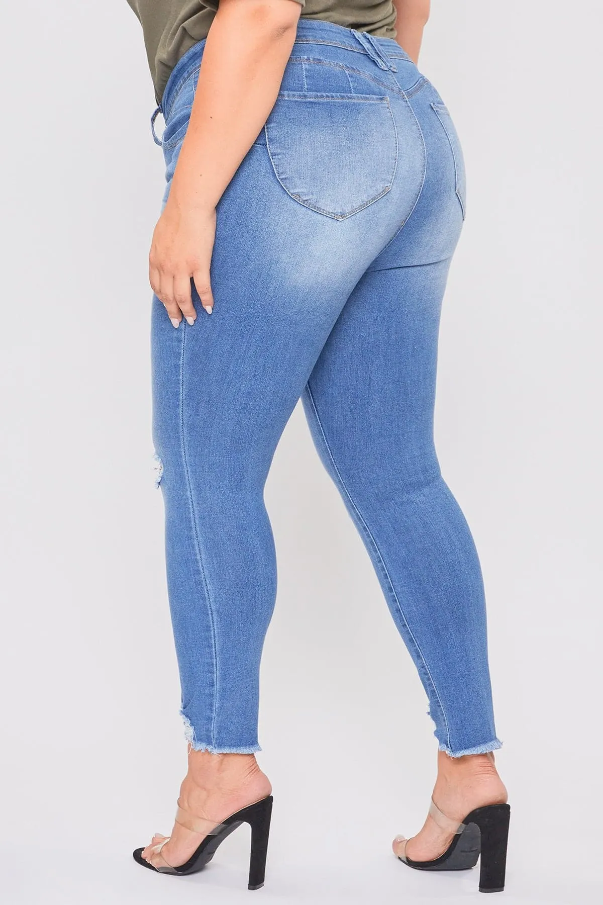 Women's Plus WannaBettaButt Distressed Denim Ankle Jeans-Sale