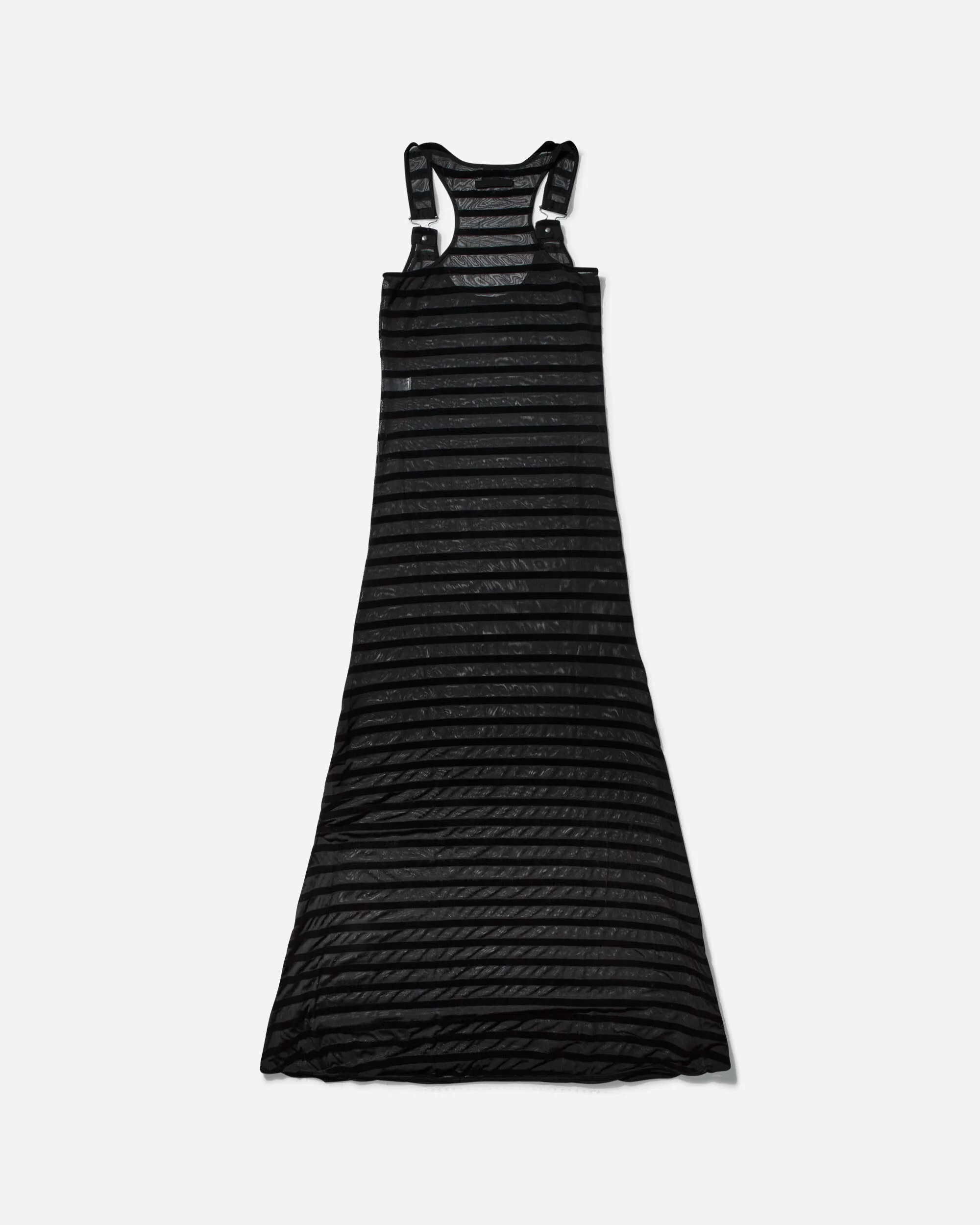 Women's Striped Mesh Long Dress Black