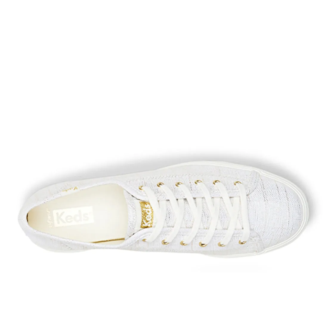 Women's Triple Kick Metalic Textile Sneakers Gold (WF67439)