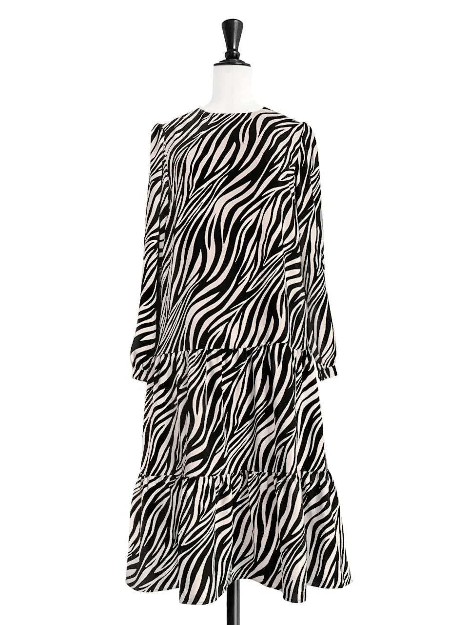 Zebra Chic 2-in-1 Mid-Length Tiered Flowy Dress