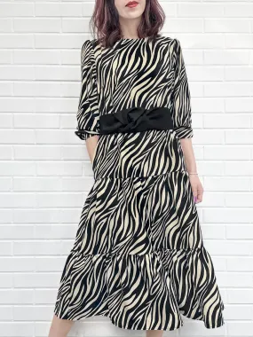 Zebra Chic 2-in-1 Mid-Length Tiered Flowy Dress