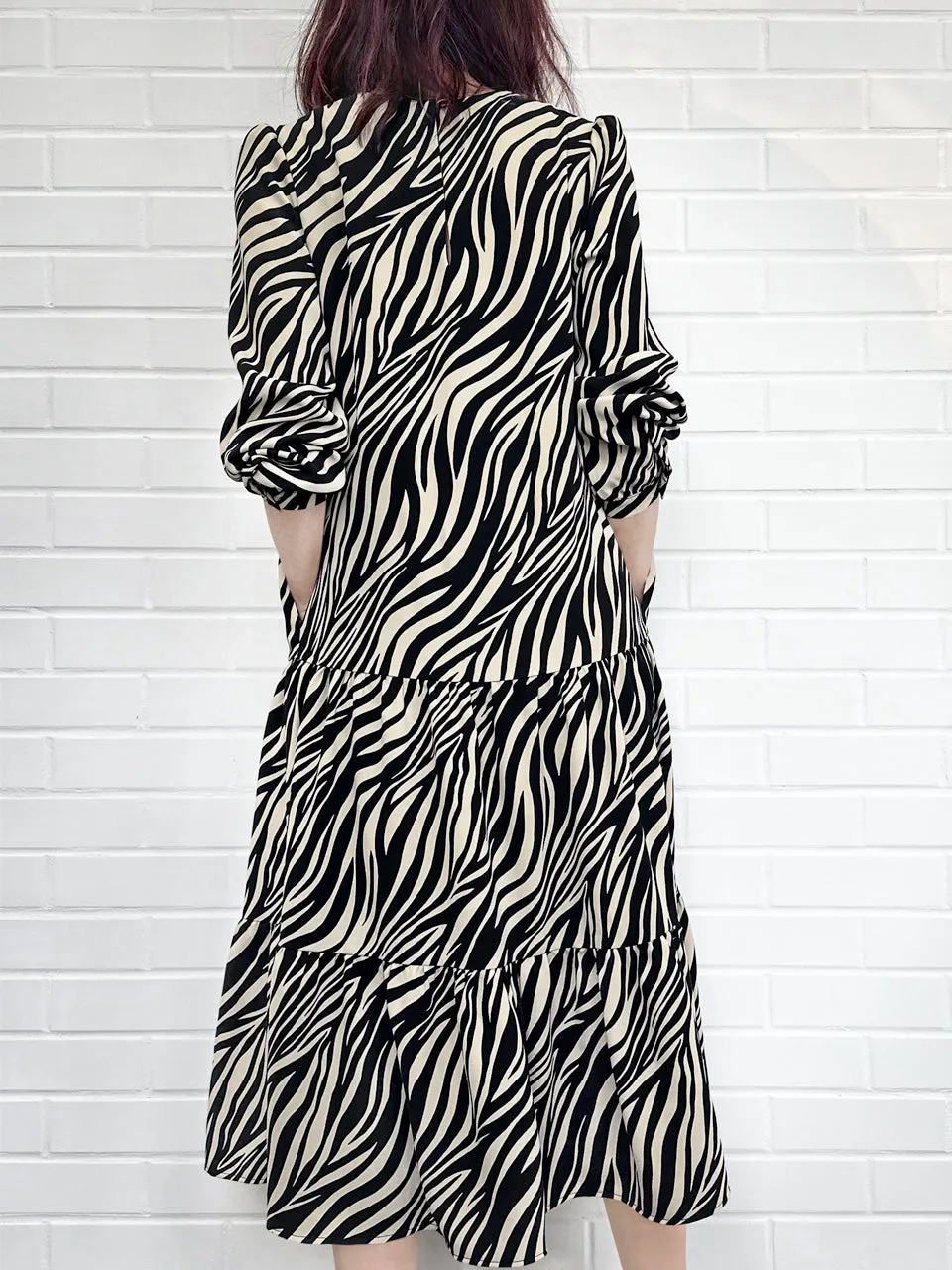 Zebra Chic 2-in-1 Mid-Length Tiered Flowy Dress