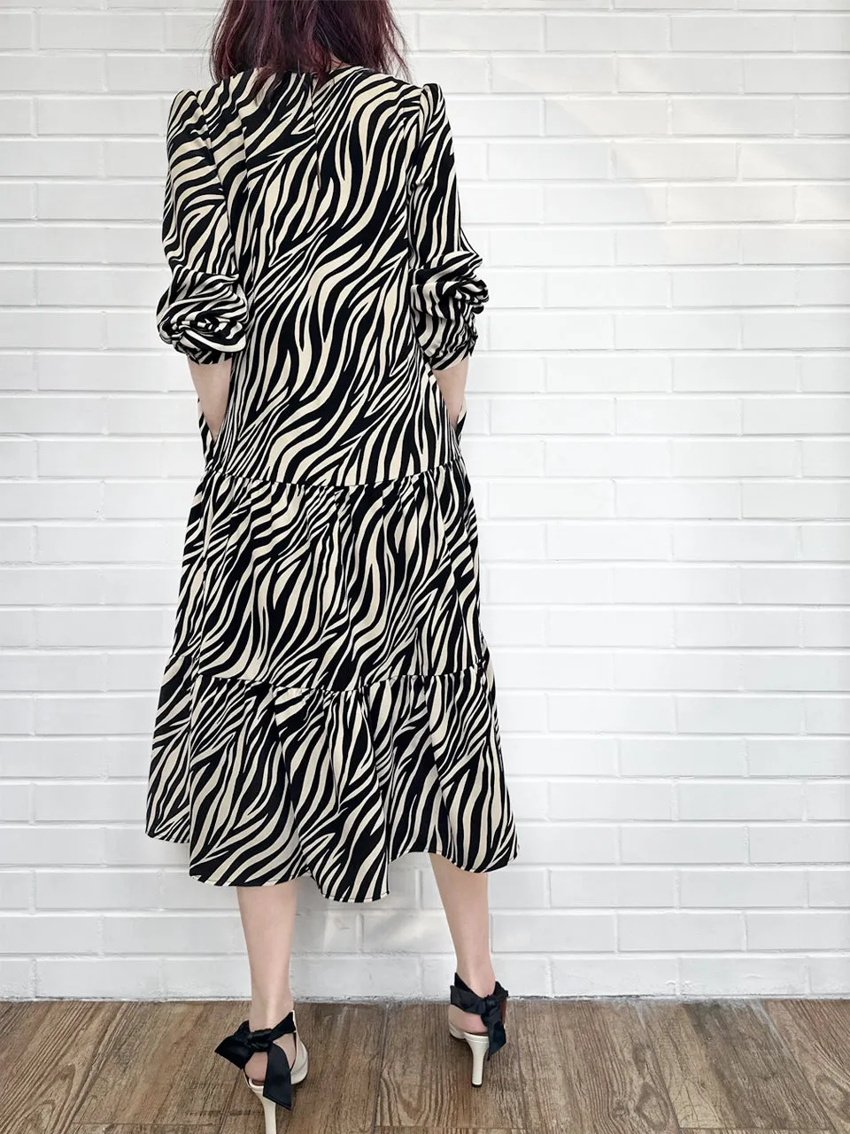 Zebra Chic 2-in-1 Mid-Length Tiered Flowy Dress